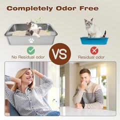Stainless Steel Cat Litter Box High Sided Cat Litter Pan Metal Kitten Litter