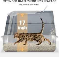 Stainless Steel Cat Litter Box, Cat Litter Box, Easy to Clean Metal Cat Box -…