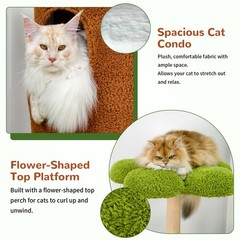 Cat Tree Tower for Large Cats Solid Wood Scratching Post with Basket Condo Perch