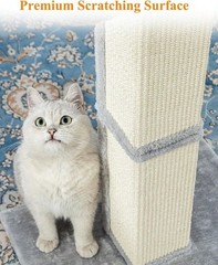 32in Cat Scratching Post Sisal With Plush Perch Bed For Indoor Cats Light Grey