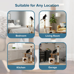 Cat Tower 3 Tier 2 Napping Perches Cat Condo 2 Sisal Rope Scratching Posts