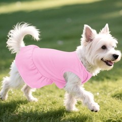 2 Pcs Dog Dress Cute Cat Skirt Solid Color Summer Clothes Large, Yellow,Pink