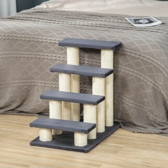 PawHut Cat Tree With 4 Steps For High Beds Couch, Cute Stair Shaped Cat Tree For