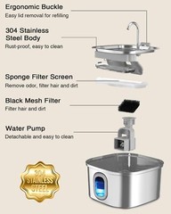 Stainless Steel Cat Water Fountain 3.2L Pet Drinking Fountain Dispenser for Cats