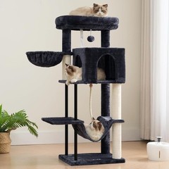 Durable Cat Tree Tower W/ Hanging Basket Sisal Rope & Cozy Condo Indoor Cats New