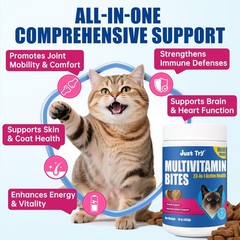 Just Try 23 in 1 Taurine for Cats Vitamins Treats with L-Lysine for Immune, Join