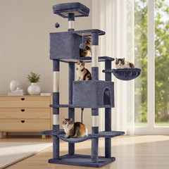 66 Inch Cat Tree Tower, Multi Level Cat Climbing Tower with Natural Sisal Scratc
