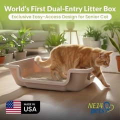 Large Open-Top Cat Litter Box – Easy Entry Low Entrance Pan for Seniors & Arthri