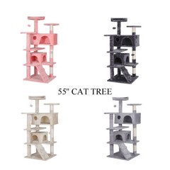 Pink/ Beige/light Grey/ Deep Grey 55″ Cat Tree Tower Activity Center Large Condo