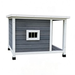 Gray Waterproof Cat House – Ventilated, Metal Supports, Spacious