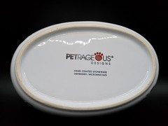 PetRageous Silly Kitty Oval Dishwasher Safe Stoneware Cat Bowl 6.5×4.5 Inch