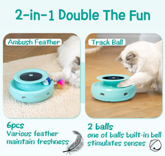 Cat Toys 2-In-1 Interactive Cat Toys for Indoor Cats, Automatic Cat Toy Balls, M
