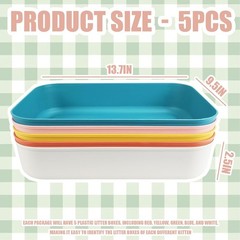 5PCS Small Litter Box Plastic Kitten Litter Box 13.9 x 9.8 x 3 Inch Open Litt…