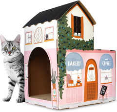 Cat House with Scratcher & Catnip Included – Coffee House