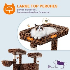 81 Inches Tall Cat Tree/Scratching Post/Wide Base/Leopard Print