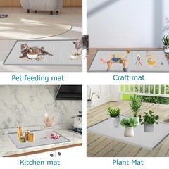 JSXZWOO Cat Litter Mat for Box, Silicone Large 25″L x 19″W, Light Grey