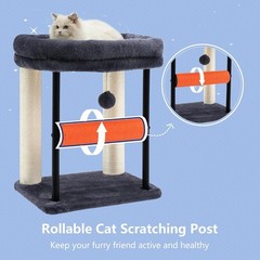 Cat Tree Cat Scratching Posts W/ Bed Sturdy Tower W/ Fully Sisal-Wrapped Columns