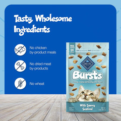 Blue Buffalo Bursts Crunchy & Creamy Cat Treats, Great for Training, Savory Seaf
