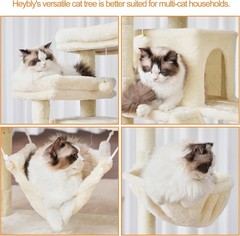 Cat Tree 71-Inch-Tall Tower Indoor Cats W/ 2 Perches 2 Big Condos 2 Hammocks
