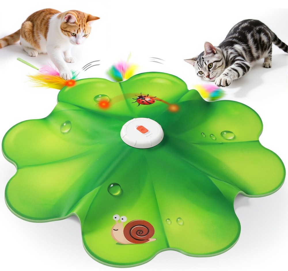 FEELNEEDY Rechargeable Cat Toys, 2 in 1 Hide and Seek Game Interactive Green