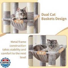 Heybly Cat Tree, 71-Inch Tall Cat Tower for Large Maine Coon Cats with Extra-
