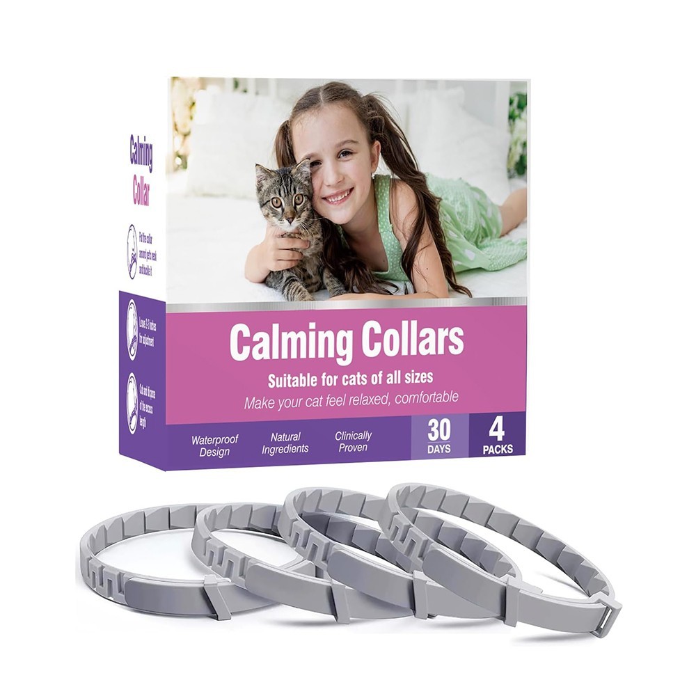 4 Packs Adjustable Calming Cat Pheromones Collars Stress Anxiety Relief 30 Days