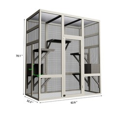 Large Outdoor Catio Wooden Cat House Enclosure with 5 Platform & 2 Resting Boxes