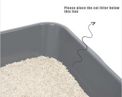 1 Extra-Large Cat Litter Box (ABS Plastic),Low-Entry Senior Cat Litter Box Grey