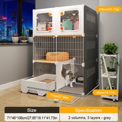 Integrated Cat House Hammock Cat Crate Indoor Catio Indoor Pet Cat House (Grey)