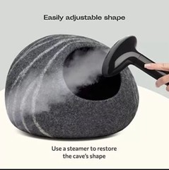 MEOWFIA Felt Cat Cave Handmade 100% Merino Wool for Cats Medium Gray 10”x16” NEW