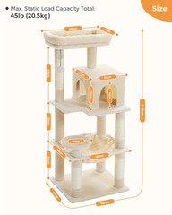 56.2″ Cat Tree Tower Scratching Posts Cat Condo Trees for Large Cats Bed Toys