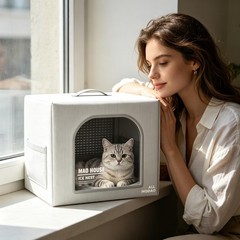 Cooling Cat & Dog House For Summer, Foldable Weatherproof House With 8 Ice Packs