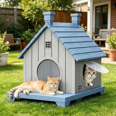 Outdoor Cat House Weatherproof, Durable Resin Cat House for Indoor/Outdoor, I…
