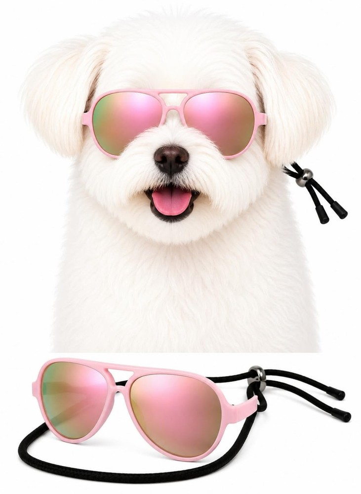 G029 Dog Cat Pet Aviator Sunglasses Glasses for Small Breeds up to 15lbs (Pin…