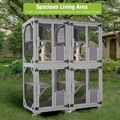 Cat House Catio Outdoor Cat Enclosure on Wheels Kitty Shelter with Waterproof