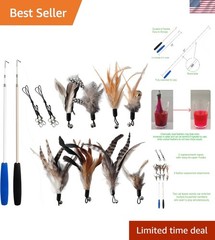 Eco-Friendly Cat Feather Toys Set – No Chemical Dyes with Wand & Refills