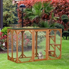 Cat House Cage Pet Catio Enclosure Outdoor Large with Platform for Multiple Cats