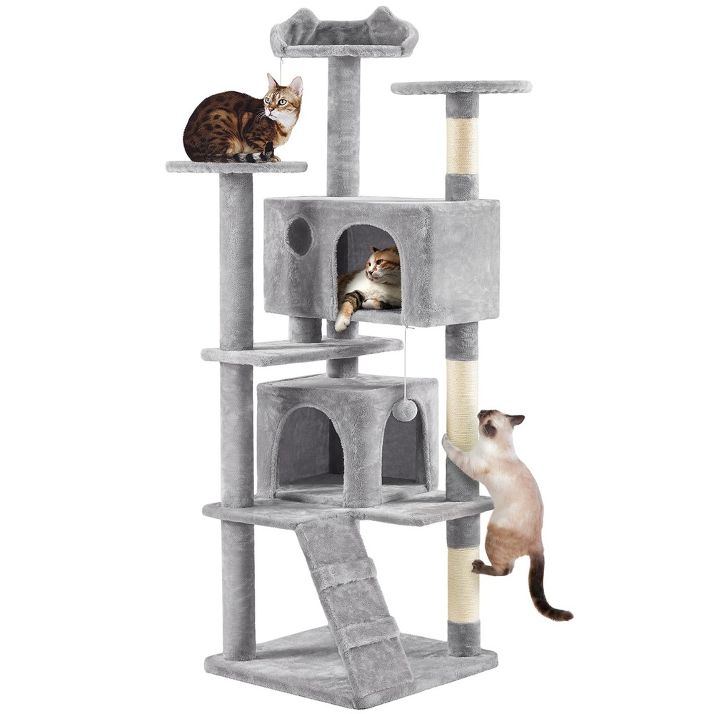 70in Multi-Level Cat Tree Tall Cat Tower Cat Furniture,Cats Activity Center,Gray