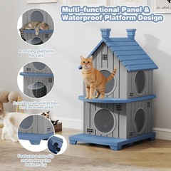 Cat House Outdoor, Resin Cat Houses for Outdoor Indoor Cats, Outdoor Cat Hous…