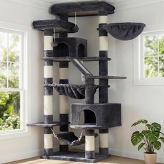 Cat Tree 71-Inch-Tall Tower Indoor Cats W/ 2 Perches 2 Big Condos 2 Hammocks