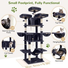 Big Cat Tower Indoor Cats 80inch Cat Tower Multiple Adult Cats XXL Cat Tree