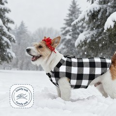 Dogs Fleece Vest Sweater M Plaid Red Black/Black White 2Pack