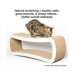 PetFusion Jumbo Cat Scratcher Lounge, White. 39 x 11 x 14 inch 4 Cardboard Sc…