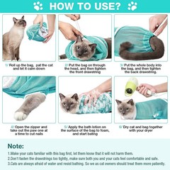 Breathable Mesh Cat Shower Bag Anti Scratch Adjustable Cat Grooming Bathing Bag