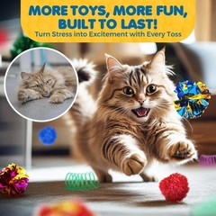 SunGrow Cat Toy Variety Pack, Feline Entertainment for 30 Pcs, Assorted Color