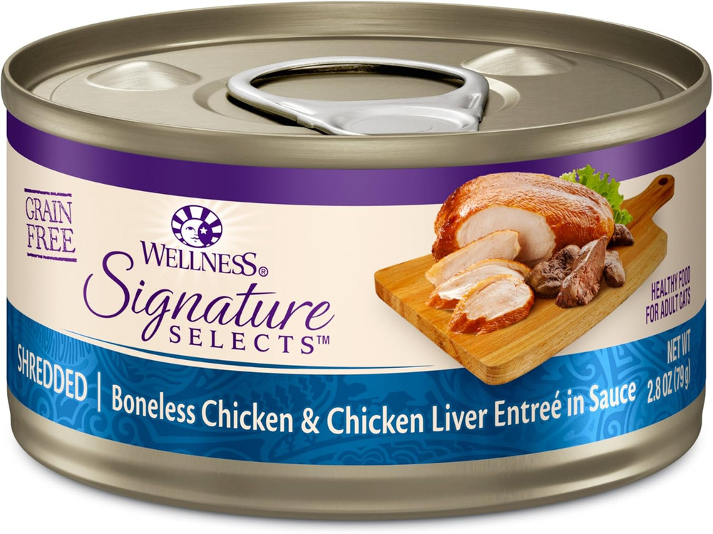 Wellness CORE Signature Selects Shredded Adult Canned Wet Cat Food, Natural, Pro
