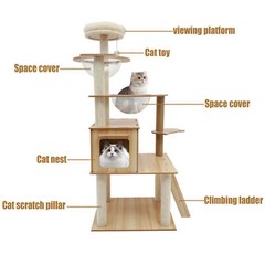 5-Tiers Cat Tree Tower Scratching Posts Cat Condo Trees for Large Cats Bed Toy