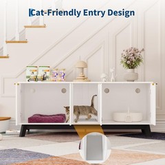 Cat Litter Mat Included Hidden Litter Boxes Furniture, Double Room Cat Litter Bo