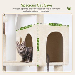 Globlazer Cat Tree Tower with Scratching Post for Indoor Cats, 53inch Tall Plush