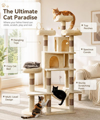 Heavy Duty Cat Tree for Indoor Cat, 71 Inch Large Cat Tower with Scratching Post